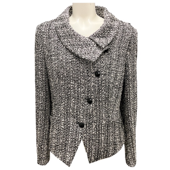 ESCADA BLACK / WHITE TWEED JACKET - Picture 1 of 4